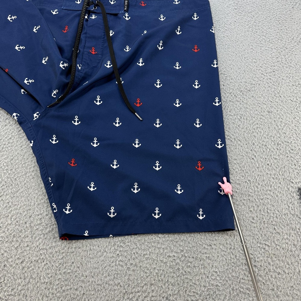 Brooklyn‎ Cloth Boardshorts Mens 38 Navy Blue Anchor Print Stretch Swim Trunks - Picture 6 of 9